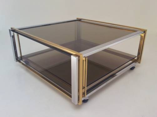 Pierre Cardin coffee table, chrome brass & glass, 1970`s French